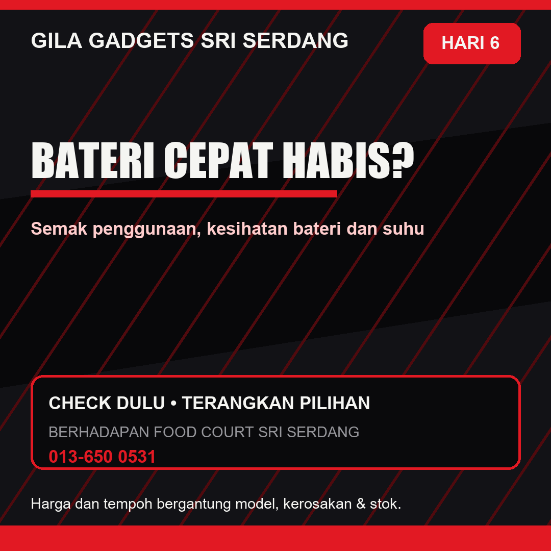 Bateri Phone Cepat Habis di Seri Kembangan: Bila Perlu Diperiksa?