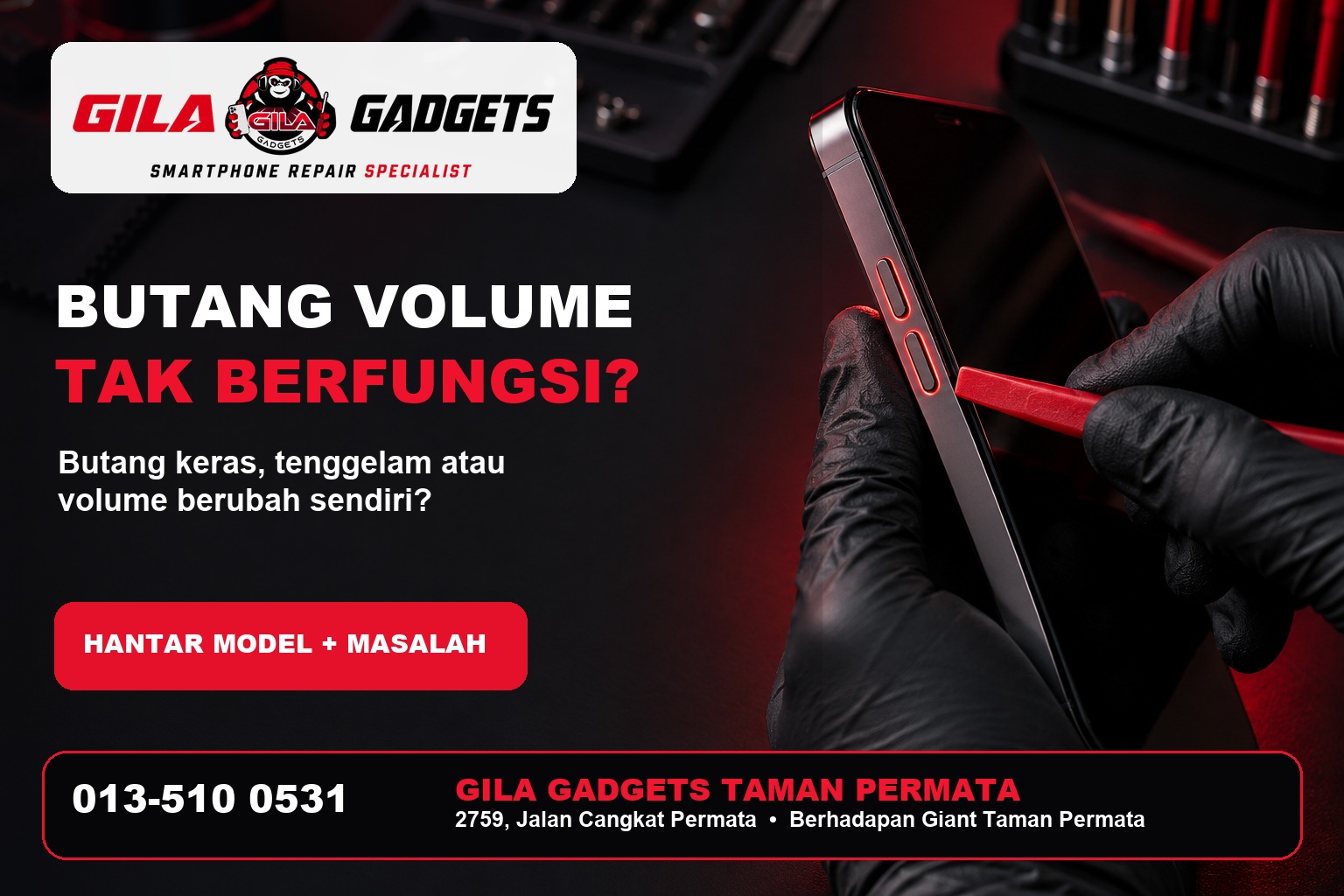 Butang Volume Telefon Tak Berfungsi Taman Permata