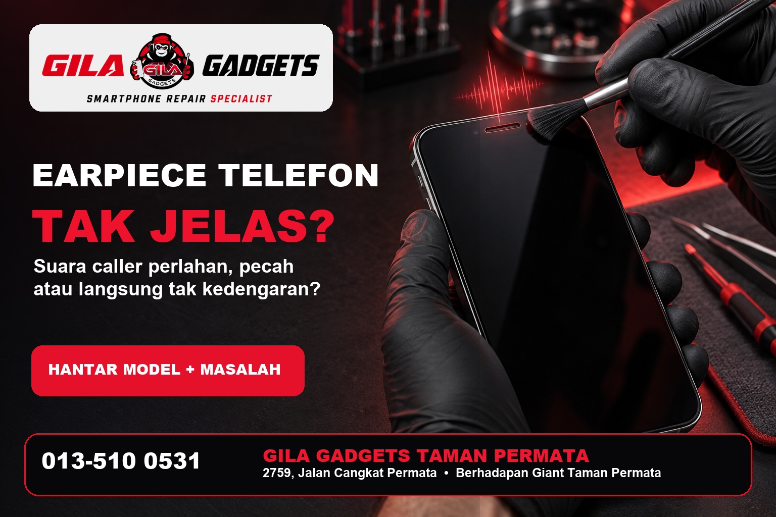 Earpiece Telefon Tak Jelas Taman Permata: Semak Punca