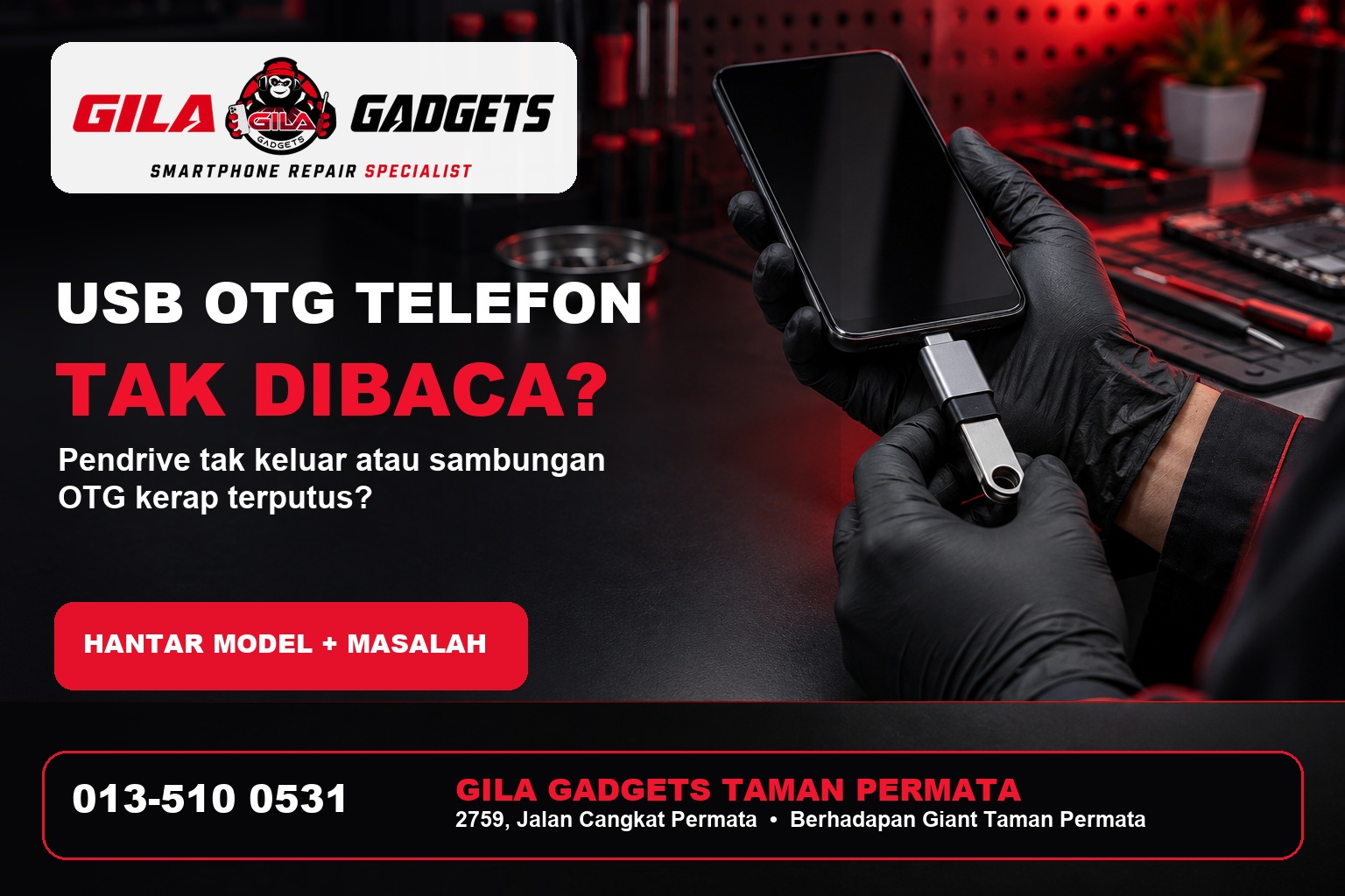 Telefon Tak Boleh Baca USB OTG Taman Permata